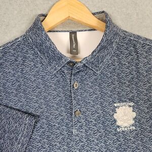 Whistling Straits Polo Shirt Mens Large Blue Geometric Print Anderson Ord